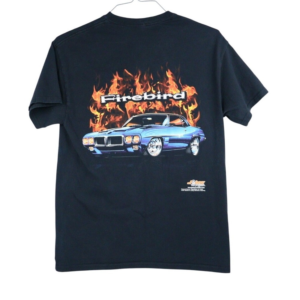 Johny Rockstar Pontiac Firebird Graphic T-Shirt BH Black Flame Muscle Car Small